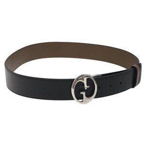 GUCCI Belt Leather Outlet 37.4"" Black Silver